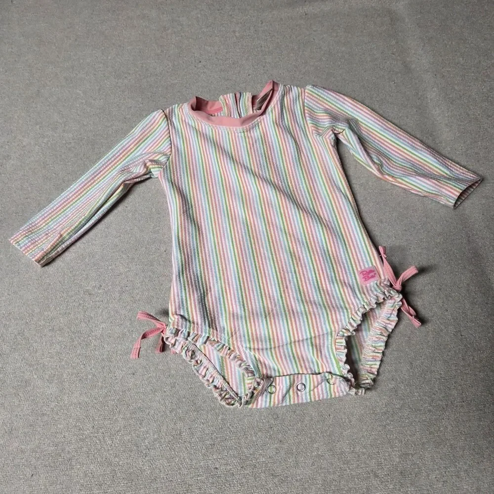 Ruffle Butts Swim Rainbow Stripe Bathing Suit Swimsuit Girls 12-18 Months